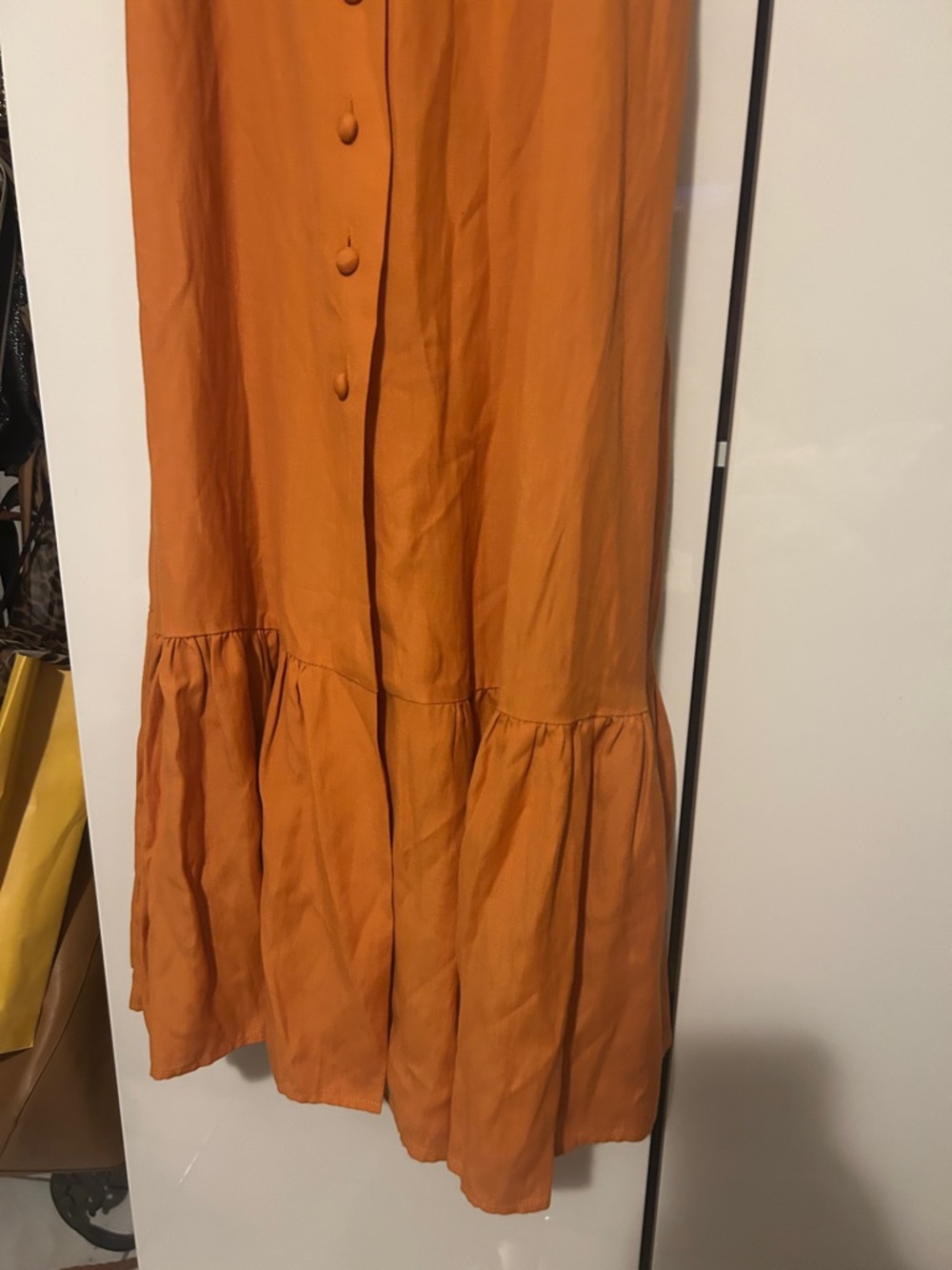 Sandro Orange Cross-Back Dress with Button Front - Picture 5 of 8